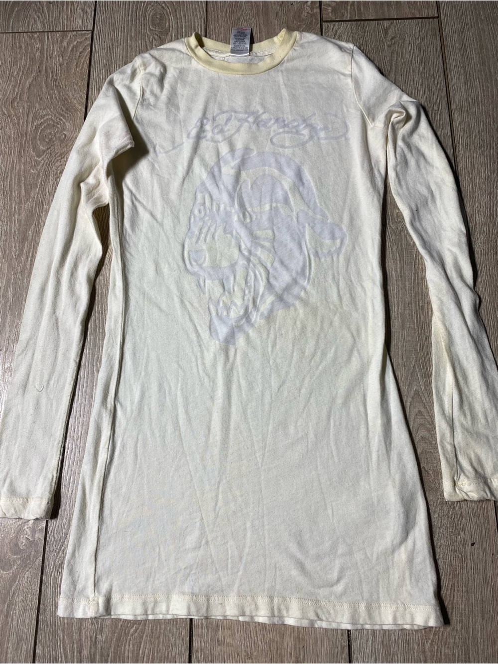 VTG Ed Hardy Tonal Tiger Long Sleeve Tunic Dress Y2K 2000s McBling small